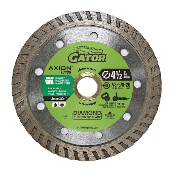 Gator Gator SmoothCut 4-1/2 in. D X 5/8 and 7/8 in. Diamond Turbo Rim Saw Blade 1 pk 389878 - main